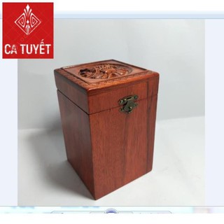 HỘP ĐỰNG CHÈ GỖ HƯƠNG ĐỤC CHẠM ĐẦU RỒNG SIÊU ĐẸP LOẠI TO CAO - ẢNH THẬT