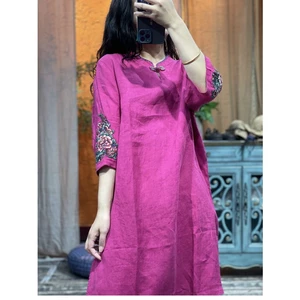 Chân Váy Cotton Lanh Dáng Rộng Thêu Họa Tiết Thời Trang Mùa Hè Mới Cho Nữ