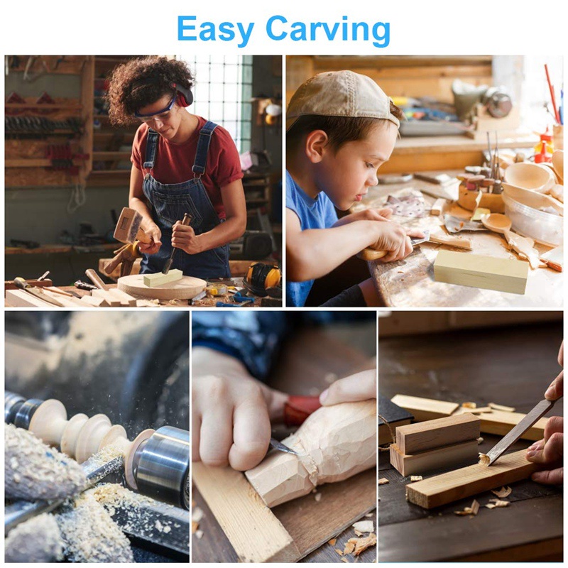 Bộ Khối Gỗ Basswood Mềm Điêu Khắc Và Điêu Khắc Cho Người Mới Bắt Đầu