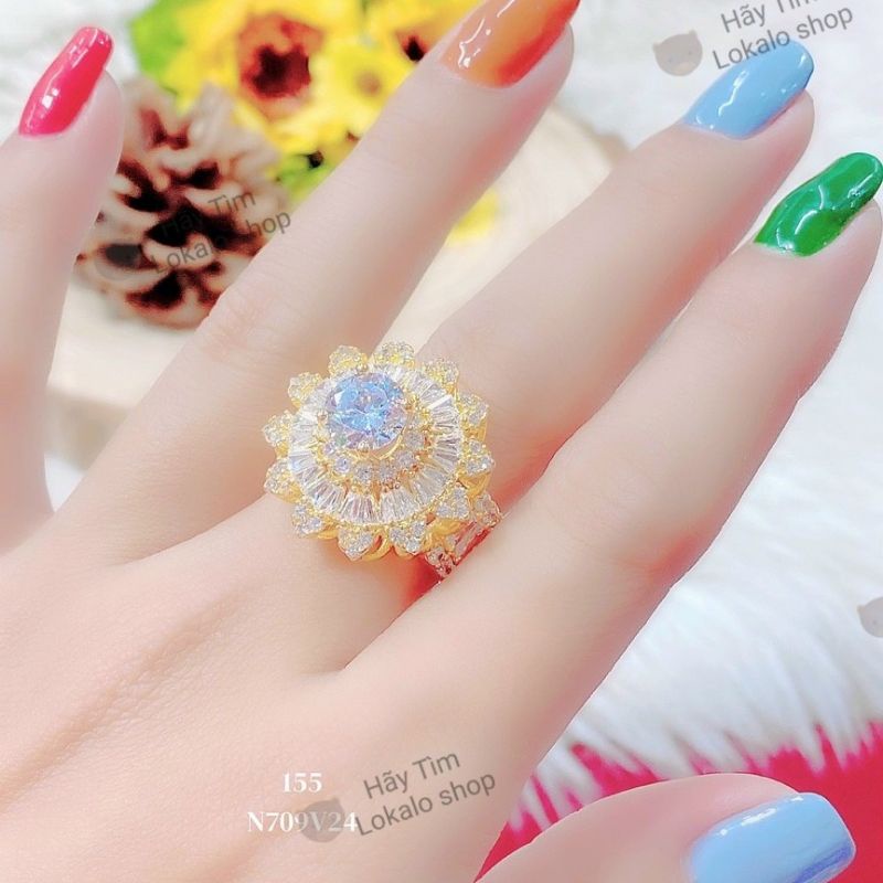Nhẫn Vàng Nữ Đẹp, Nhẫn Mỹ Ký Mạ Vàng 18k Đính Đá MoissaniteCao Cấp Lokalo Đeo Bền Và Xinh Đẹp Giống Như Nhẫn Thật A53
