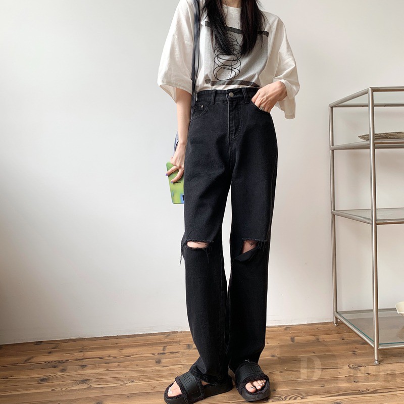 Ảnh Daduhey Quần jeans dáng dài phối vết rách cá tính thời trang cho nữ 2