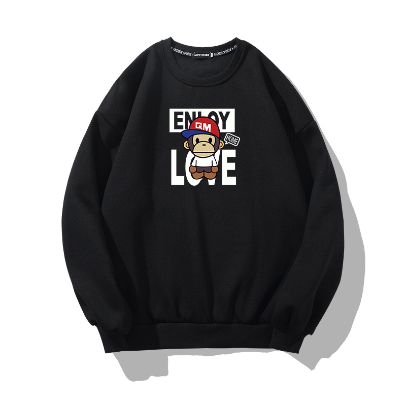 Áo Sweater HappyFamily Enjoy Love Họa Tiết Chú Khỉ Trẻ Trung Chất Cotton 100 Cao Cấp