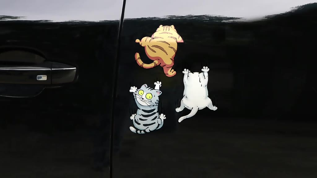 (SET 3 CON MÈO CÀO) Miếng dán xe Sticker chống nước mèo vui nhộn dán ...