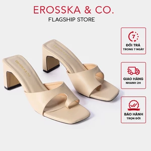 Dép cao gót Erosska mũi vuông kiểu dáng xỏ ngón cao 7cm màu nude - EB027