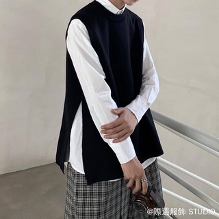 Áo Len Áo Thu Đông Phong Cách Dệt Kim Áo Kaki Casual Tất Cả Trận Đấu Rời Hồng Kông Phong Cách Áo Len Áo Vest Nam Nữ Cặp Đôi Áo Vest Hợp Thời Trang Chia Kn