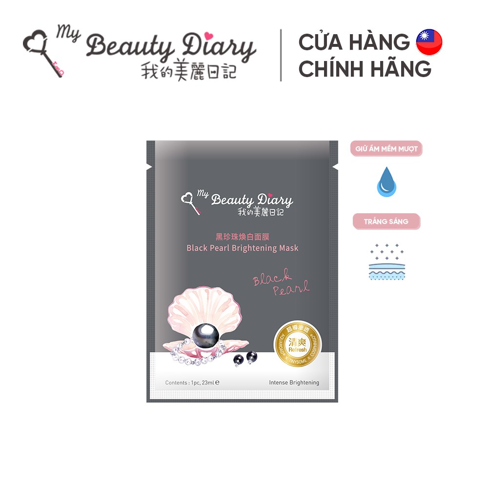 Mặt nạ trắng da và cấp nước My Beauty Diary Taiwan Black Pearl Mask Ngọc Trai Đen 23ml/Miếng