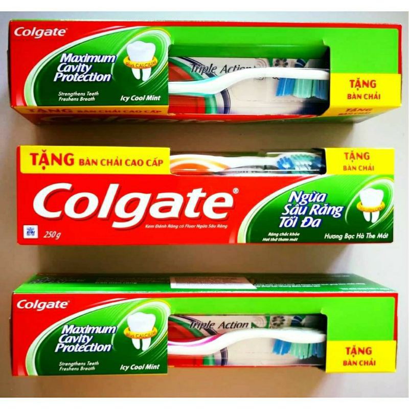 Colgate Ngừa sâu răng 225g hương bạc hà (Tặng bàn chải) Kem đánh răng ...