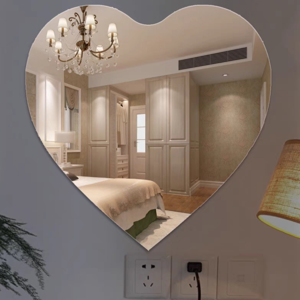 Ảnh Gương trái tim decor treo tường VUADECOR led cảm ứng cao cấp (Full phụ kiện) 2
