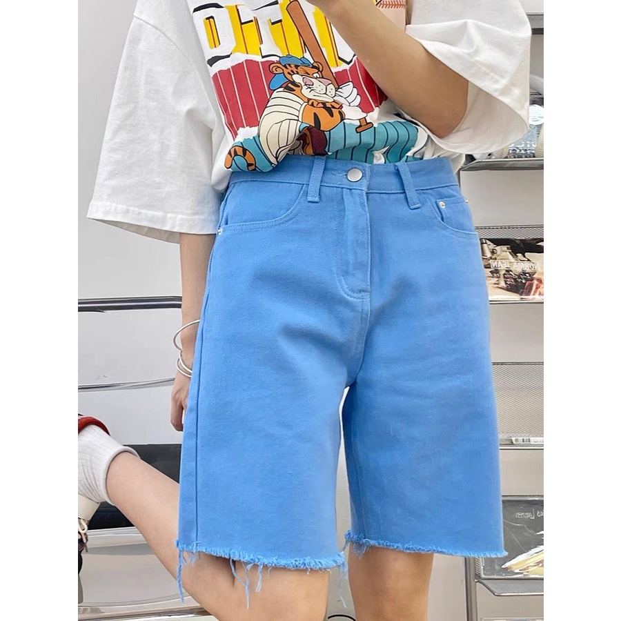 Quần Lửng Jean Nữ Trơn Tua Lai 2 Size S M L