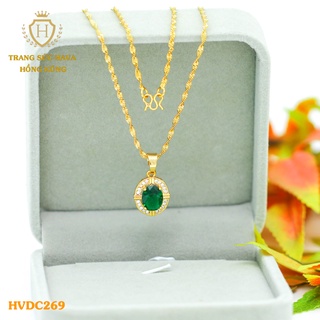 Dây Chuyền Nữ Titan, Vòng Cổ Mặt Đính Đá Xi Mạ Vàng Non 24k Cao Cấp - Trang Sức Hava Hong Kong