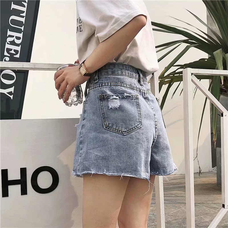 Ảnh Quần short denim Daduhey ống rộng lưng cao thời trang mùa hè 2020 dành cho nữ 3