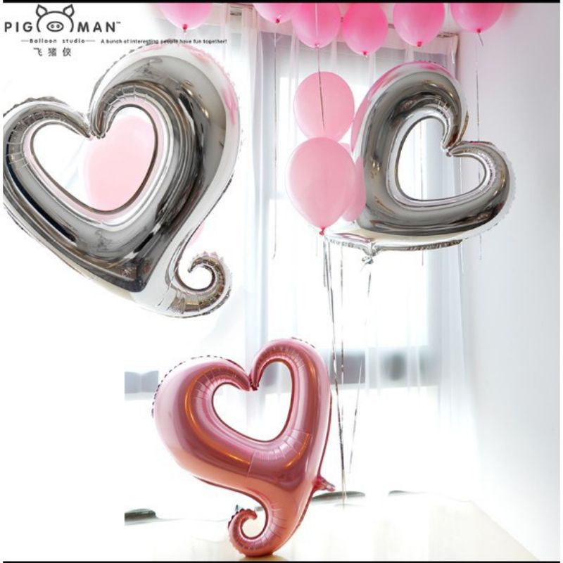Bóng trái tim rỗng, tim móc size 18 inch khoảng 45cm trang trí sinh ...