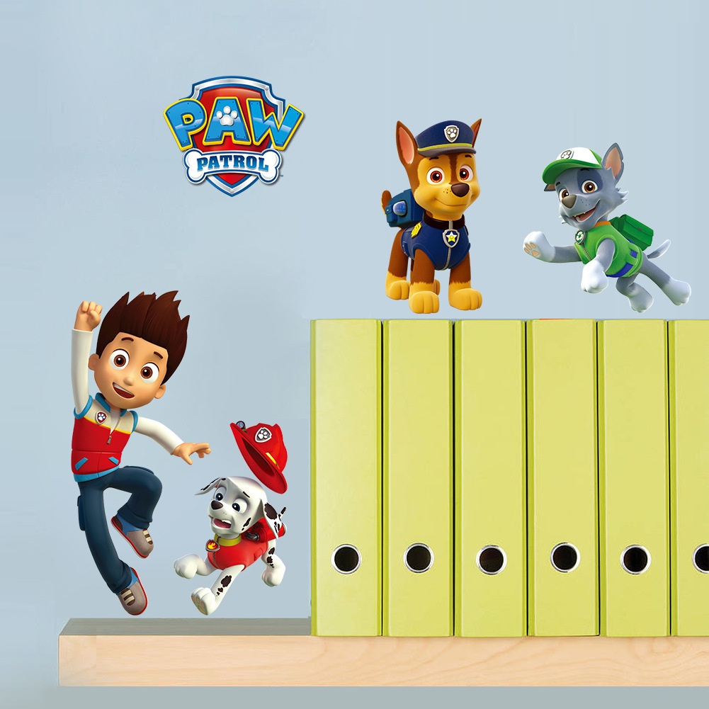 ST2 PAW Patrol 3D Giấy Dán Tường Ba Chiều Miếng Dán Trẻ Em Phòng Ngủ Phòng Khách Trang Trí Tiệc Sinh Nhật Trang Trí Gi