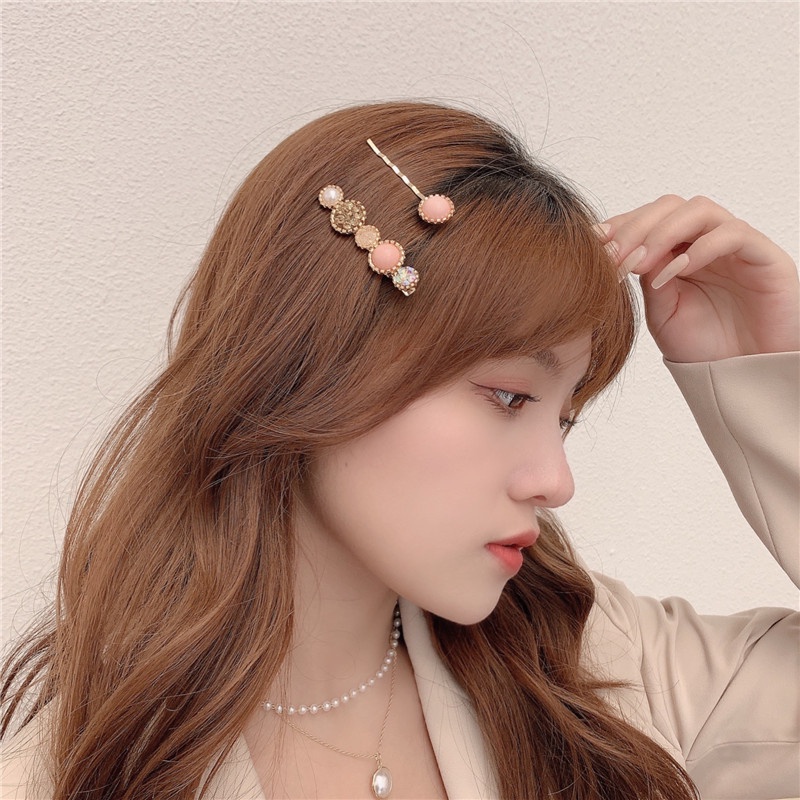 Bộ Kẹp Tóc Acrylic Đính Hạt Ngọc Trai Nhân Tạo Phong Cách Hàn Quốc Link 3 R5