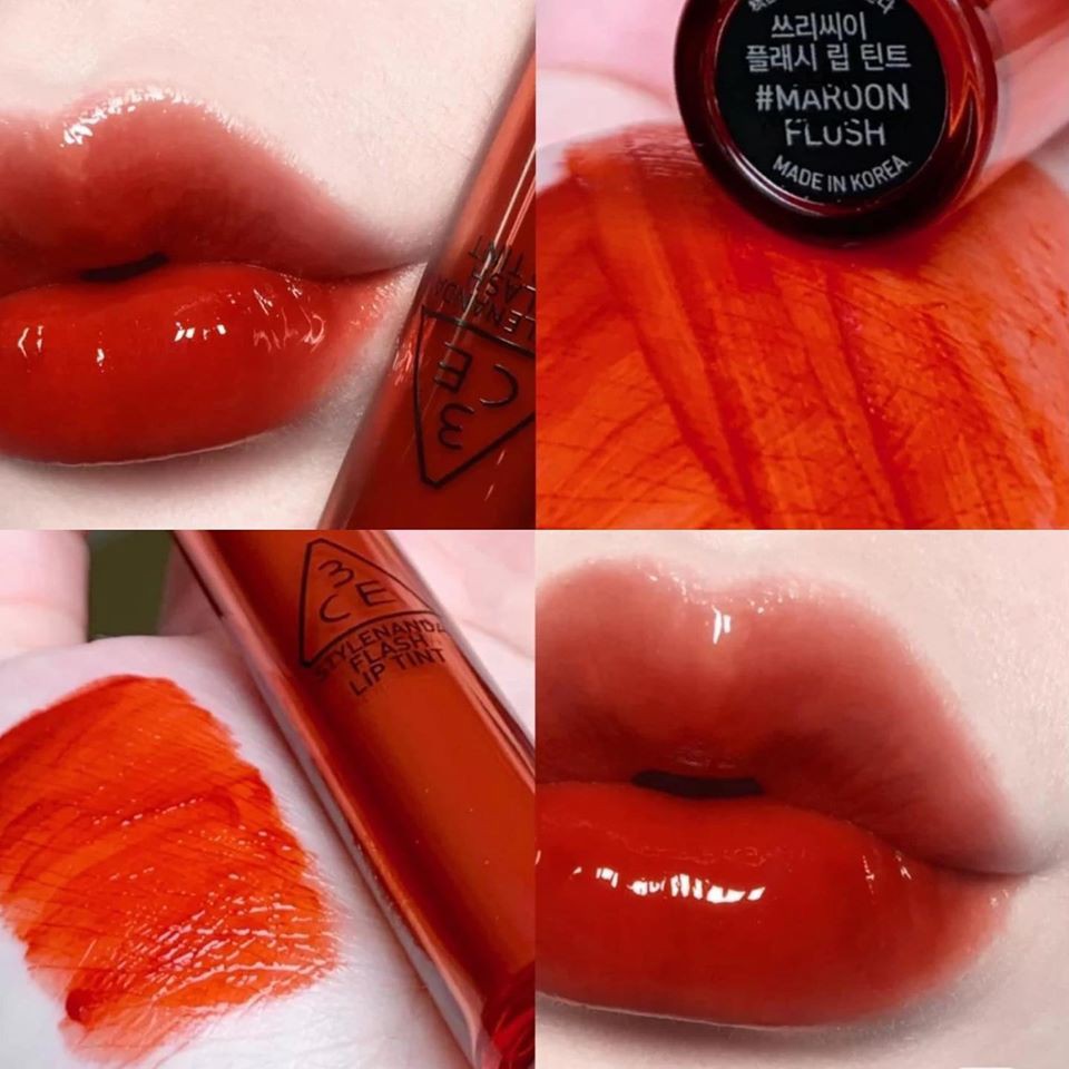 Son Bóng 3CE FLASH LIP TINT #MAROON_FLUSH cam đỏ phai | Shopee Việt Nam