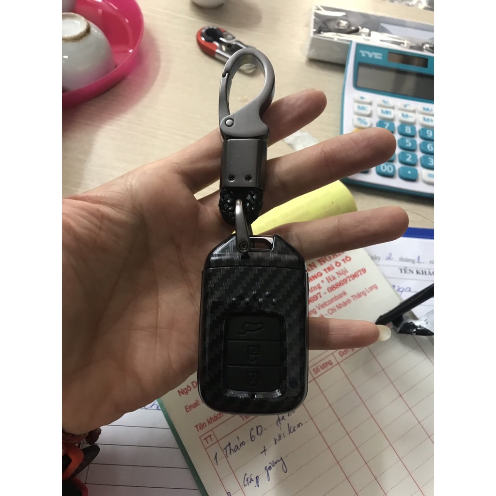 Ốp chìa khóa ô tô Honda CRV, Civic, Honda City.Chìa 3 nút, Chất liệu nhựa ABS vân carbon cao cấp