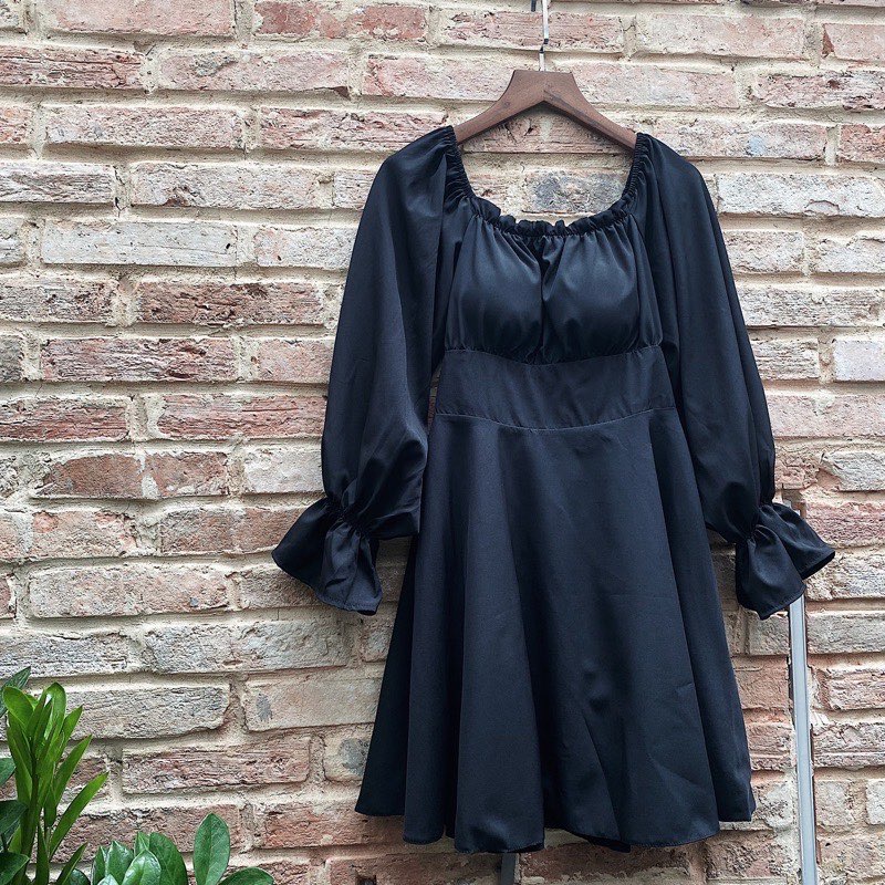 ĐẦM ĐEN THẮT DÂY CHÉO LƯNG SANG CHẢNH - LOWEN DRESS