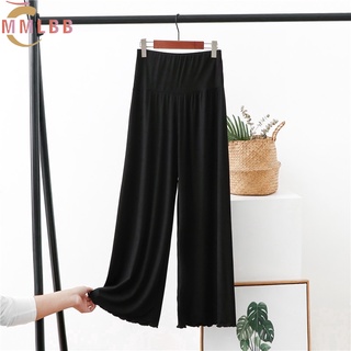 Phụ nữ mát mẻ Quần cạp cao trơn rộng trơn mát mẻ Quần mùa hè Quần co giãn dáng rộng xl-2xl