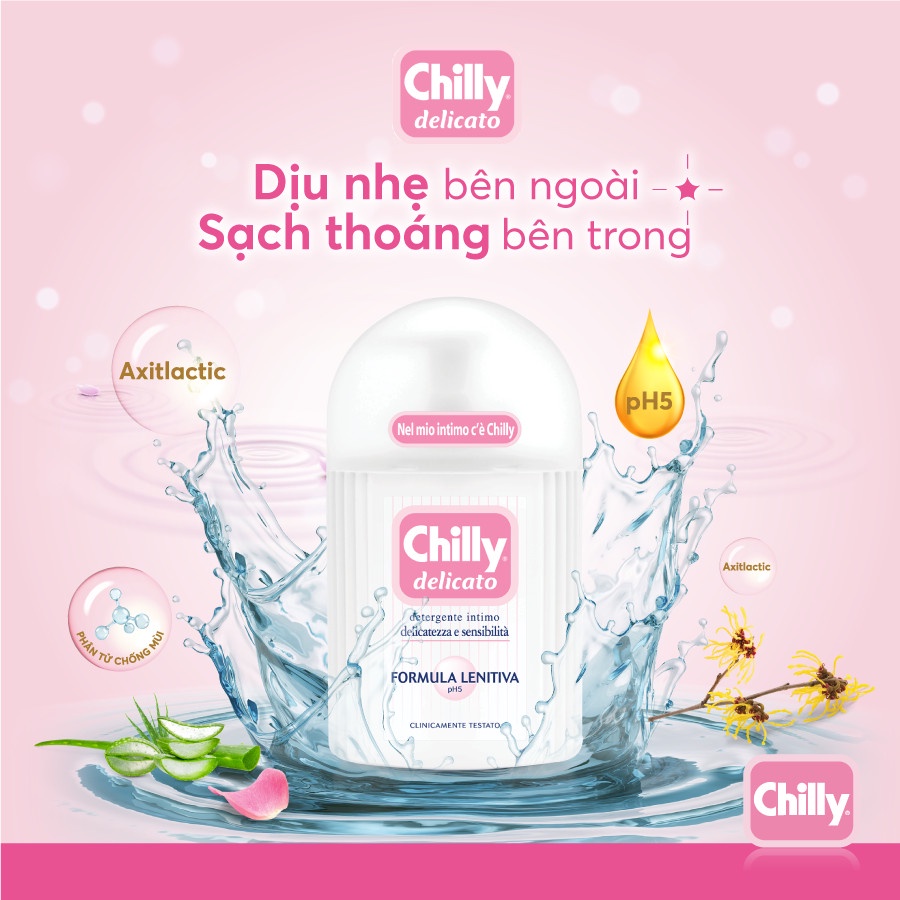 Mô tả Khăn lau phụ khoa Chilly Delicato Salviettine Intime Anti-Ddor chiết xuất lô hội dưỡng mềm mại, sạch dịu êm gói 12 tờ - 2