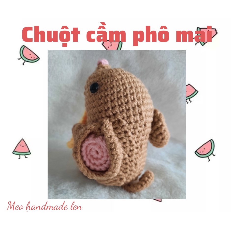 Chuột cầm phô mai - Handmade len - Amigurumi - Crochet (có chuông)