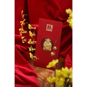 Quà tặng phong thủy - Miếng vàng thần tài 24k may mắn tài lộc