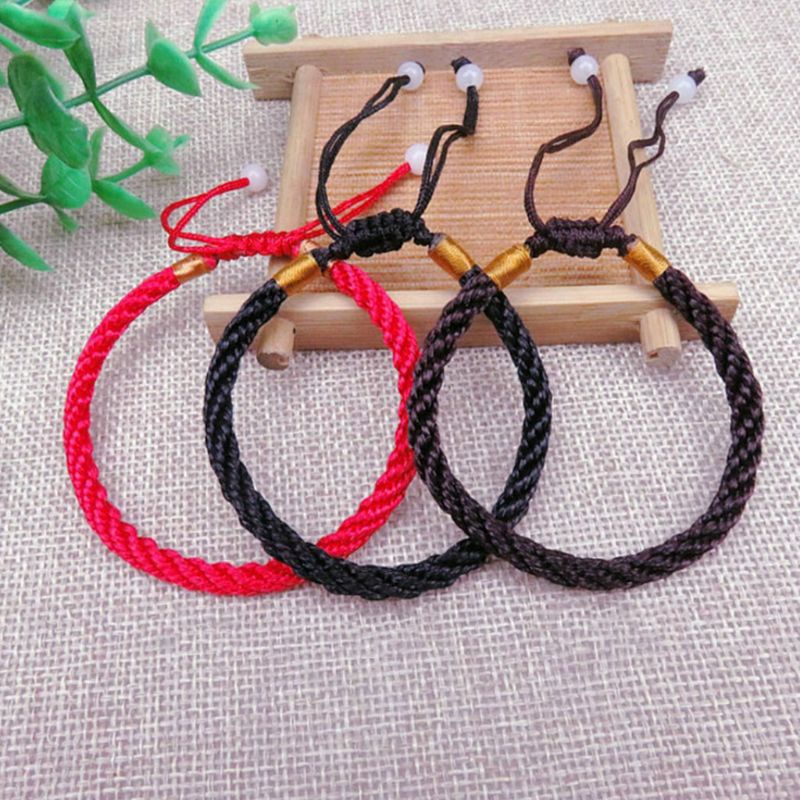 Vòng tay bện dây thừng handmade điều chỉnh được trang trí cầu may mắn dành cho các cặp đôi nam nữ
