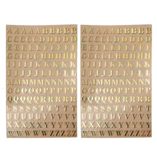 Set 2 Tấm sticker Chữ Cái Màu Vàng / Bạc Dán Trang Trí