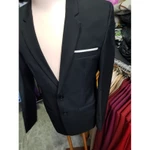 Áo khoác blazer nam 2 nút màu đen mềm mịn (miếng vải trắng có thể tháo ra hoặc nhét xuống) tặng cà vạt hộp đựng — ảnh 5