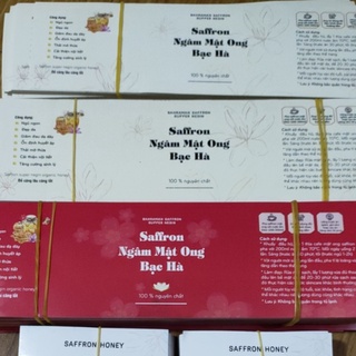 Tem Decal Saffron dán hũ vuông, tròn (30c/ set (Tem dài gồm 2màu trắng và đỏ))