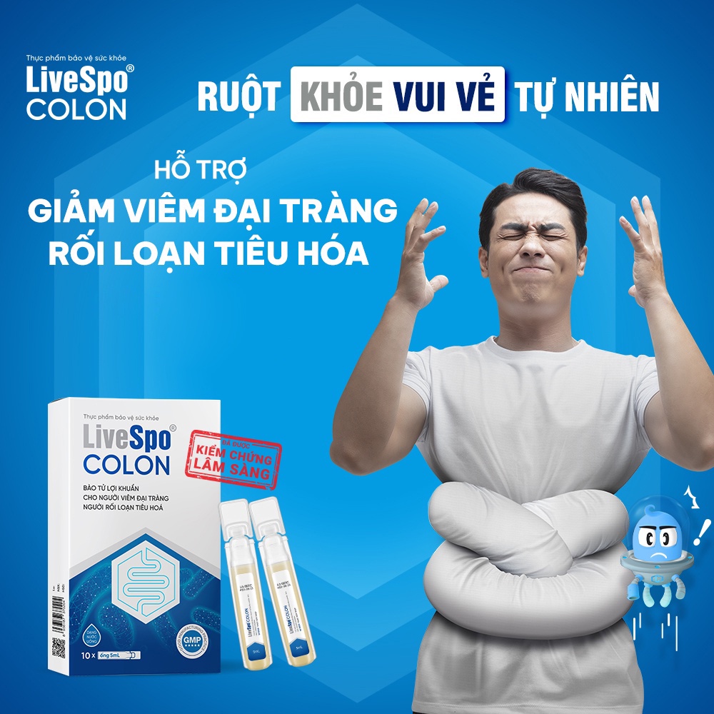 Men vi sinh dùng cho Viêm Đại Tràng, Táo bón, Tiêu chảy – LiveSpo COLON 3 tỷ bào tử lợi khuẩn (Hộp 10 ống x 5ml)