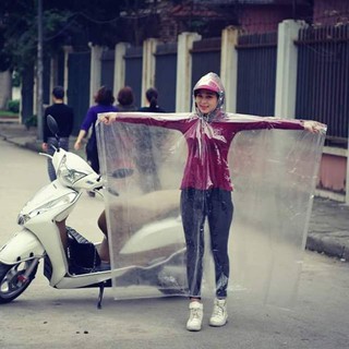 Áo mưa VI SINH trong suốt, áo mưa Choàng loại dầy có viền dập