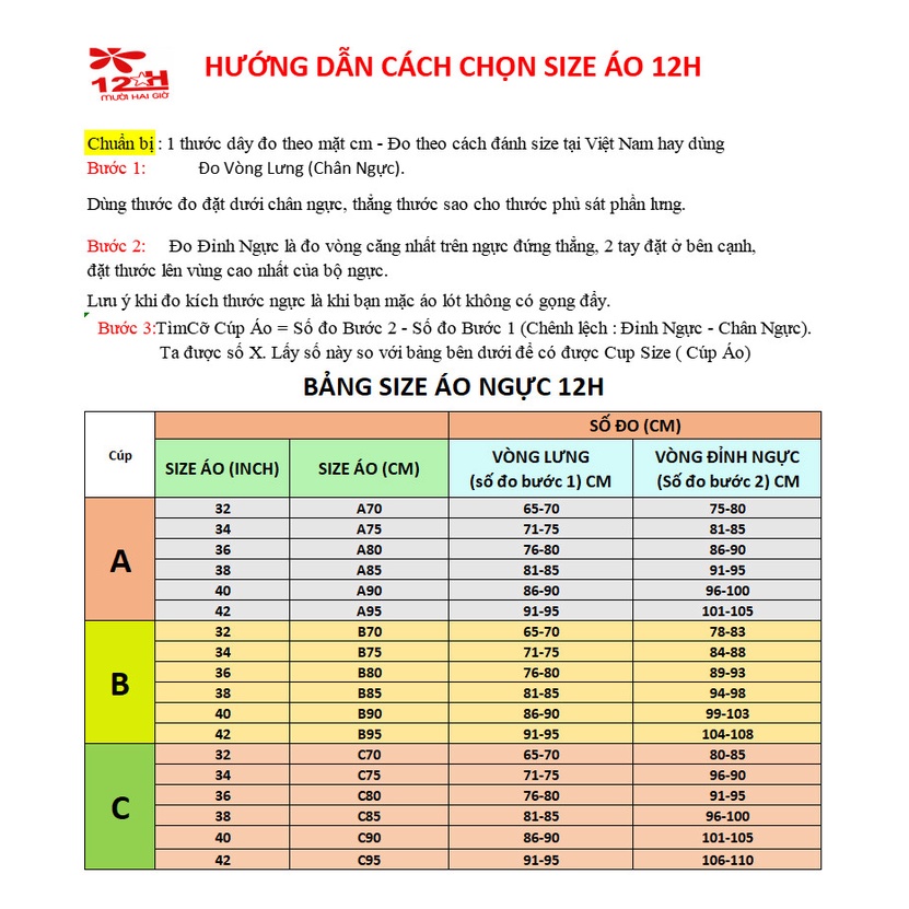Áo Ngực Nữ Đẹp, Áo Lót Nữ Không Gọng Mút Vừa - Thương Hiệu 12H