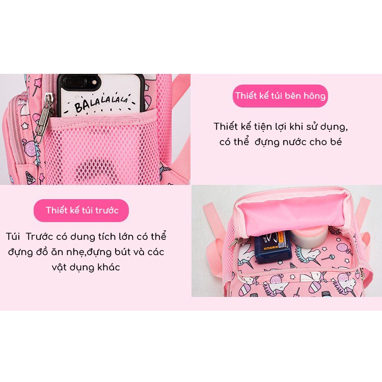 Ảnh Balo cho bé gái  đi học mẫu giáo mầm non 1989KIDS SHOP siêu nhẹ,chống thấm nước,đáng yêu,kích thước 27cm* 10cm*20cm 4