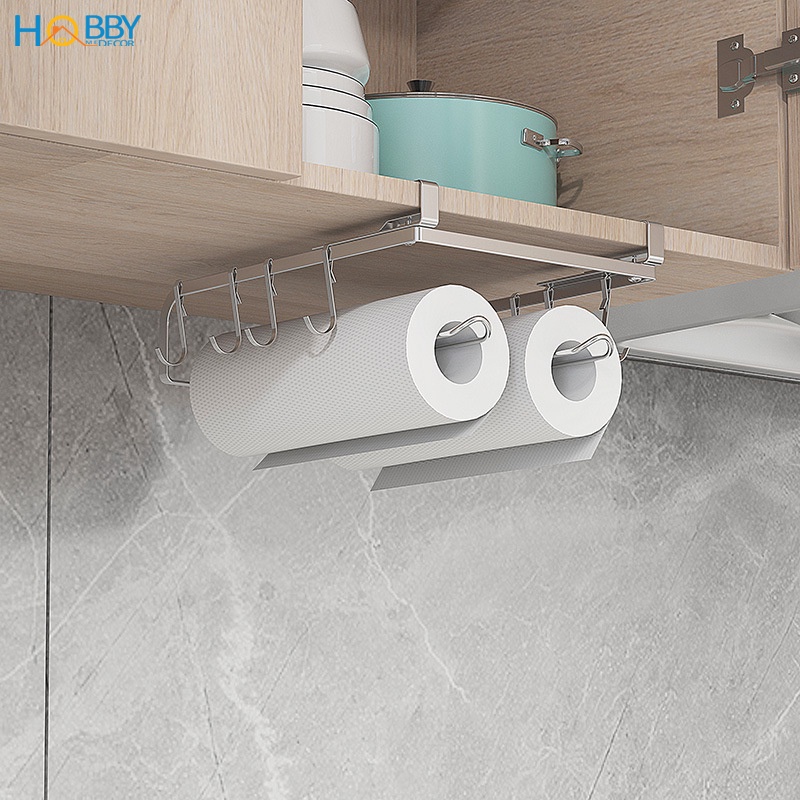 Giá treo 2 cuộn giấy lau bếp khăn bếp gắn tủ bếp Hobby Home Decor NVTG