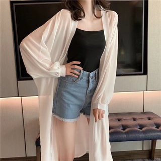 Phong Cách Hàn Quốc Nữ Voan Retro Boho Trơn Hippie Mùa Hè Cardigan Kimono Hàng Có Sẵn Mới