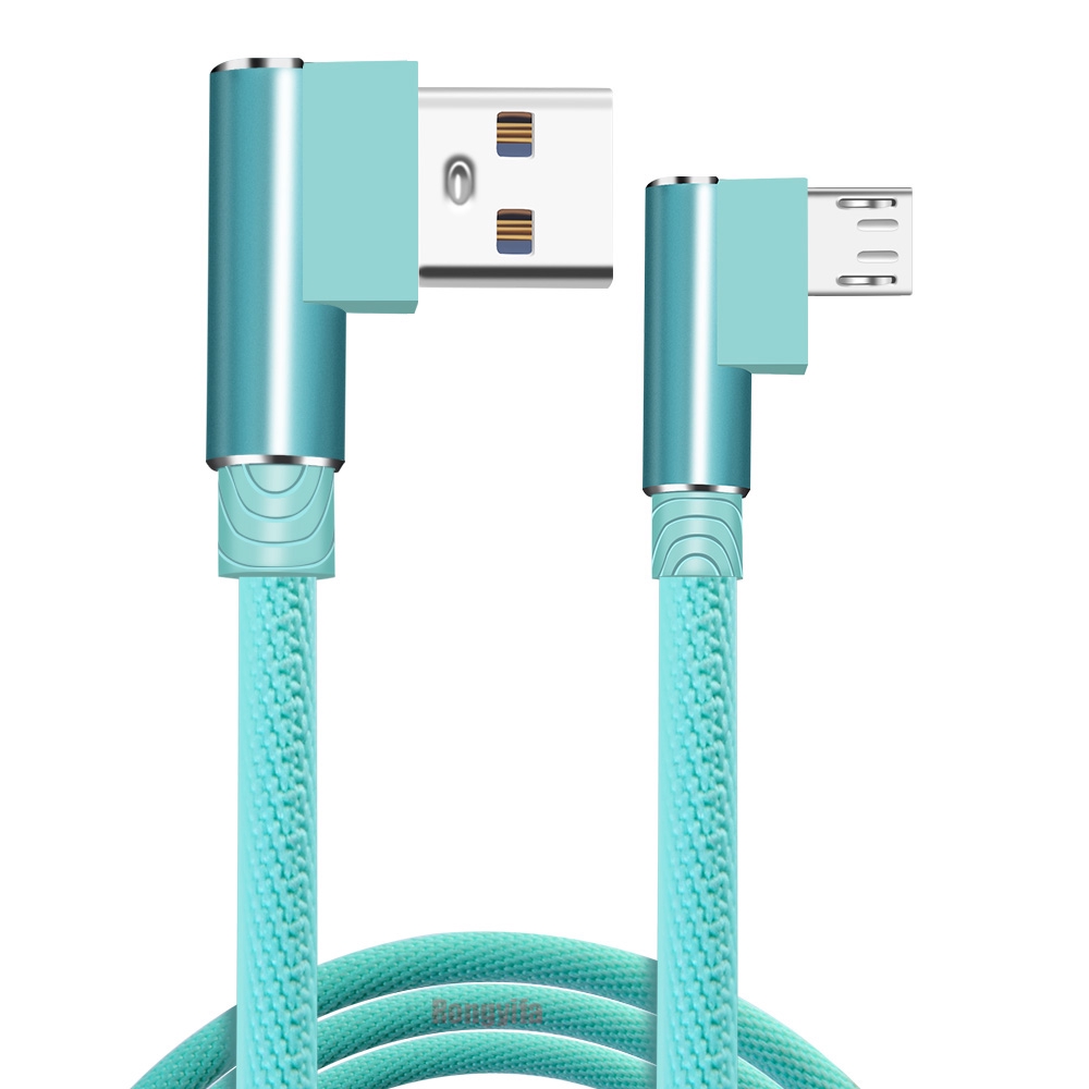 Cáp truyền dữ liệu/sạc nhanh micro USB dây nylon bện vuông góc dài 1/2/3m cho Samsung Galaxy S7 Xiaomi LG