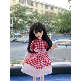 Váy caro trắng đỏ size xinyi,blythe,ob,barbie