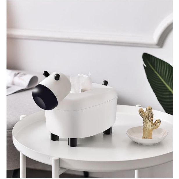 Hộp Đựng Khăn Giấy Để Bàn Ăn Kiêm Lọ Tăm Xỉa Răng Đa Năng Hình Con Bò Sữa Đáng Yêu