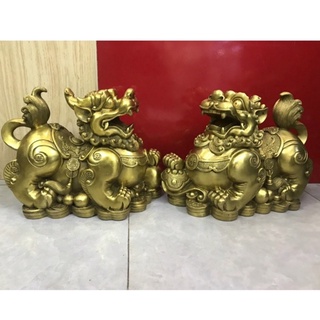 Cặp tỳ hưu như ý  bày trí ban thờ thần tài bằng đồng vật phẩm phong thủy tài lộc trưng bày trang trí quà tặng