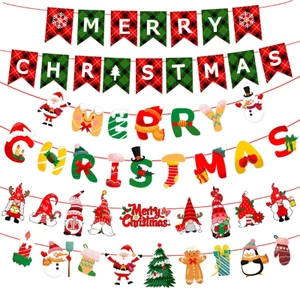 Mya Cho Giáng Sinh Vui Vẻ Cờ Cho Biểu Ngữ Hoạt Hình Santa Thụy Điển Tomte Gnomes Treo Giấy Bunting Vòng Hoa Phông Nền Xmas