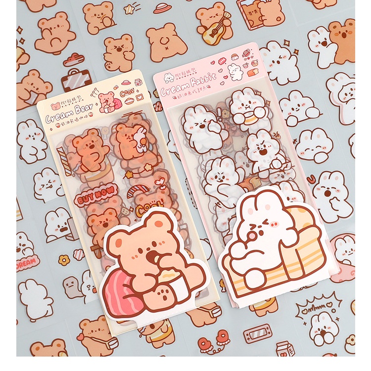 Sticker Gấu nâu, Thỏ trắng chất liệu chống thấm nước | Shopee Việt Nam