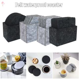 Ll Bộ 8 Đế Lót Ly Bằng Nỉ Màu Xám Nhạt / Xám Đậm Kèm Hộp Đựng
