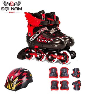 Bộ Giày Trượt Patin Bánh Cao Su Phát Sáng M-gro Chỉnh Size Đại Nam Sport + Tặng Kèm Bộ Bảo Hộ
