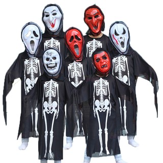 Bộ hóa trang ma Halloween áo  hình khung xương kèm mặt nạ, có móng vuốt hoặc tay xương