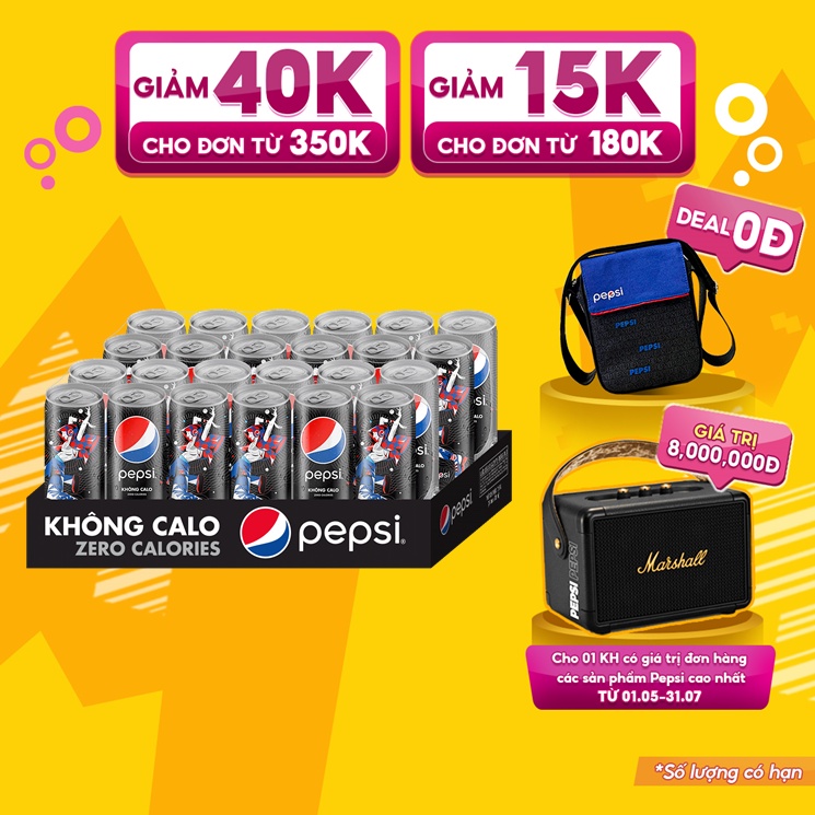 Thùng 24 Lon Nước Uống Có Gaz Pepsi Không Calo (320ml/Lon) | Shopee ...