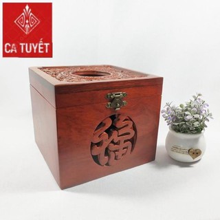 [Siêu Rẻ]Hộp gỗ hương đựng giấy trạm hoa dây cao cấp