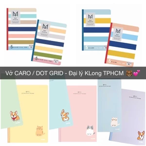 KLONG Vở, Sổ tay CARO / DOT GRID hợp ghi bài, ghi kế hoạch planner, bullet journal 🐻🌸 MS: 834, 835, 836, 812, 813, 814