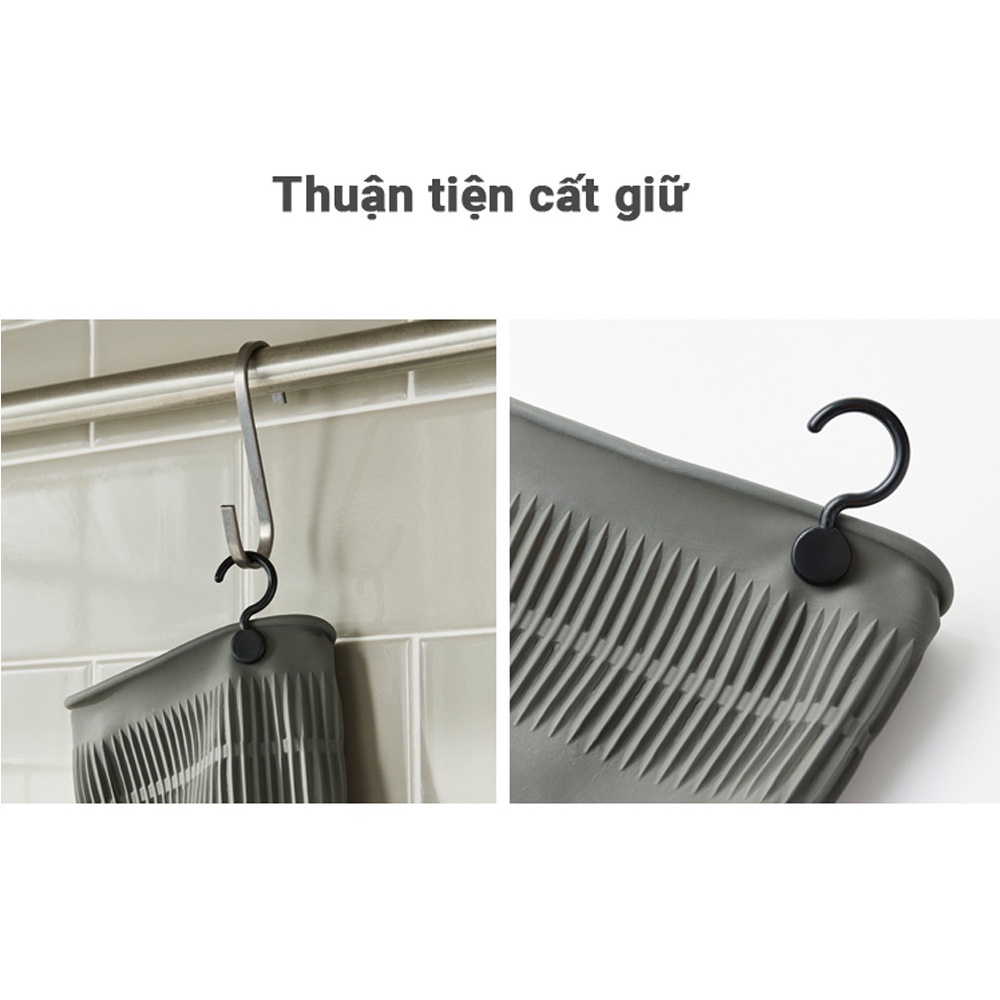 Găng tay rửa chén cao su tự nhiên LocknLock ETM830, ETM831, ETM832, size S M L ,có móc treo - K-MALL