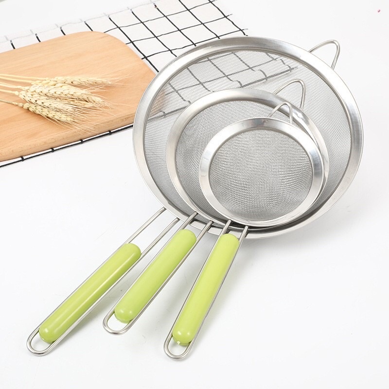 Rây lọc thực phẩm viền Inox cán xanh cao cấp ( lọc cua cá bột cháo, nước ép, thức ăn dặm cho bé )