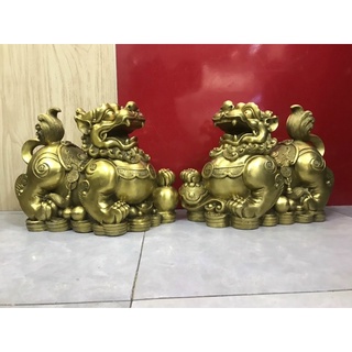 Cặp tỳ hưu như ý  bày trí ban thờ thần tài bằng đồng vật phẩm phong thủy tài lộc trưng bày trang trí quà tặng
